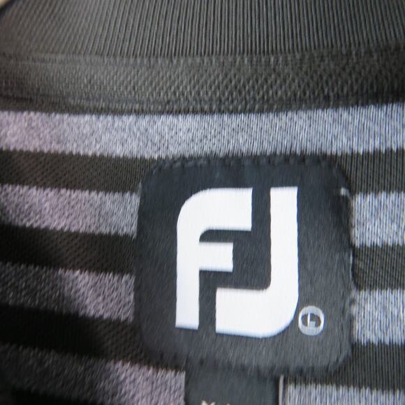 Titleist x FootJoy Black Striped Golf Polo Purple Logo Preppy Large Men's Polo - Picture 10 of 10